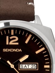 Sekonda Mens Airborne Black Leather Strap Watch - Image 3 of 12