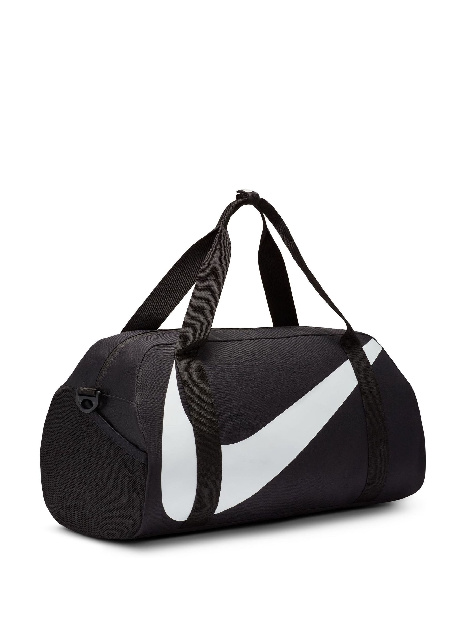 Nike black swoosh logo duffle bag 2025