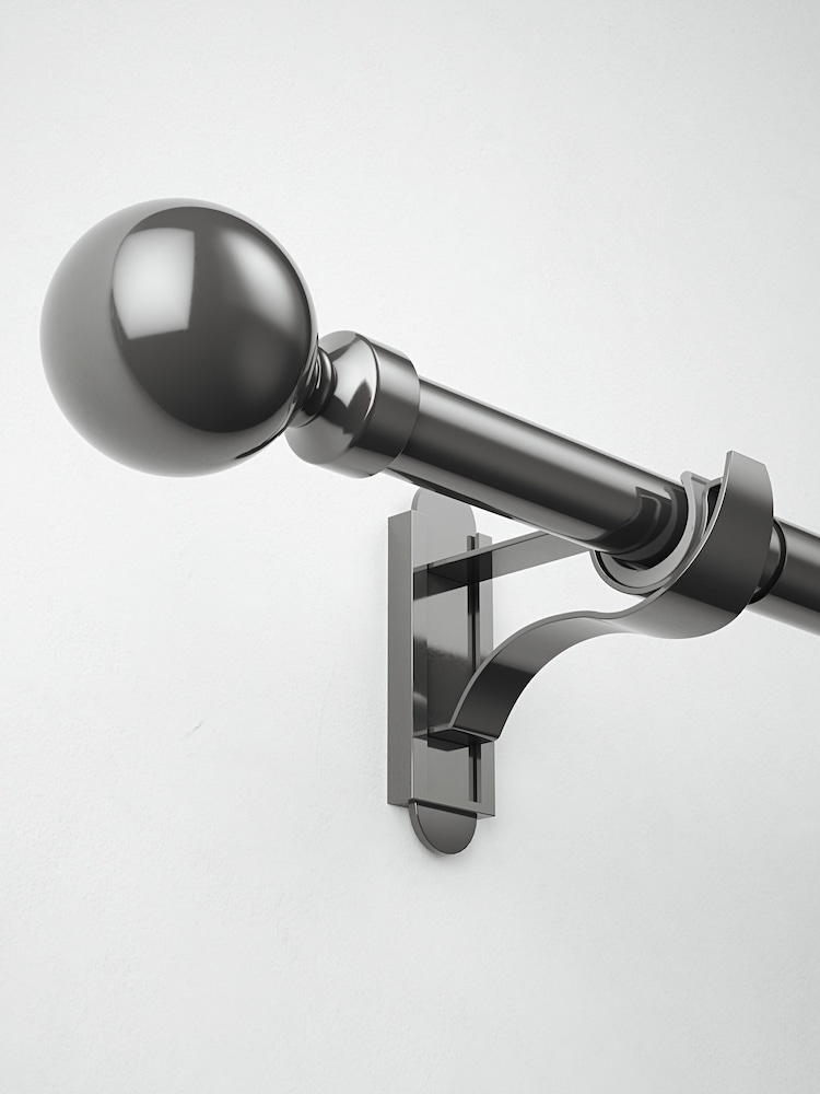 Gun Metal Klick Fit Ball Finial Extendable Curtain Pole Kit 28mm - Image 1 of 7