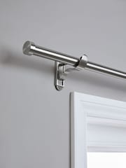 Brushed Silver Klick Fit 28mm Stud Finial Extendable Curtain Pole Kit - Image 1 of 6