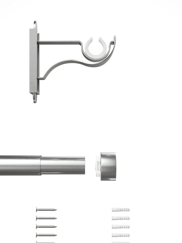 Brushed Silver Klick Fit 28mm Stud Finial Extendable Curtain Pole Kit - Image 6 of 6