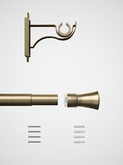 Antique Brass Klick Fit 28mm Trumpet Finial Extendable Curtain Pole Kit - Image 8 of 9