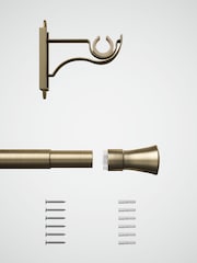 Antique Brass Klick Fit 28mm Trumpet Finial Extendable Curtain Pole Kit - Image 9 of 9