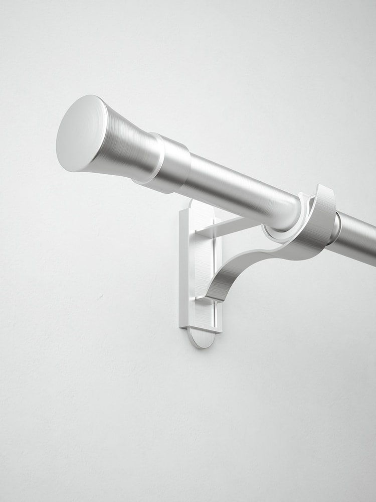 Brushed Silver Klick Fit 28mm Trumpet Finial Extendable Curtain Pole Kit - Image 1 of 6