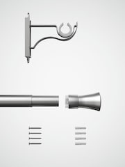 Brushed Silver Klick Fit 28mm Trumpet Finial Extendable Curtain Pole Kit - Image 5 of 6