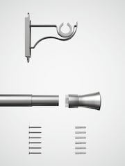 Brushed Silver Klick Fit 28mm Trumpet Finial Extendable Curtain Pole Kit - Image 6 of 6
