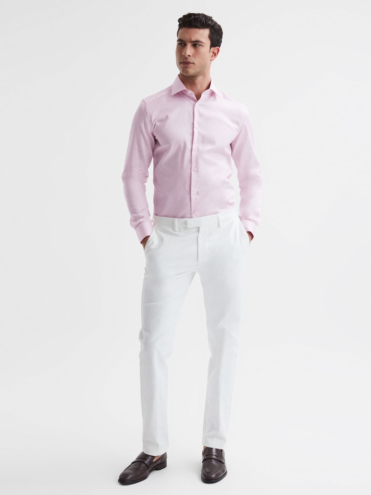 Reiss Pink Remote Slim Fit Cotton Sateen Shirt - Image 1 of 6