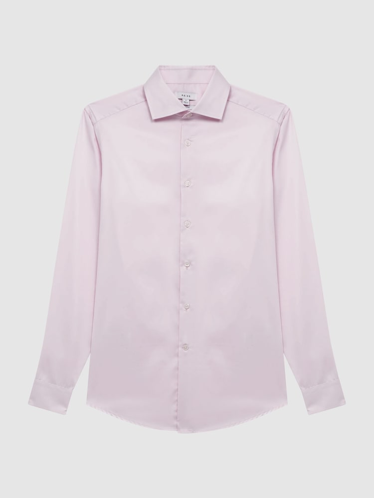Reiss Pink Remote Slim Fit Cotton Sateen Shirt - Image 2 of 6