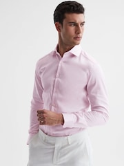 Reiss Pink Remote Slim Fit Cotton Sateen Shirt - Image 3 of 6
