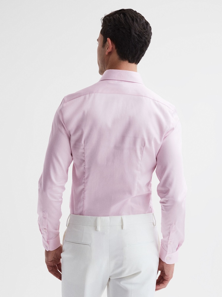 Reiss Pink Remote Slim Fit Cotton Sateen Shirt - Image 5 of 6