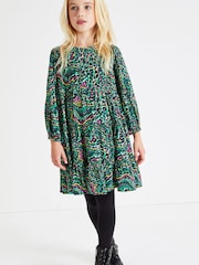 Green Printed Long Sleeves Dress (3-16yrs) - Image 2 of 6
