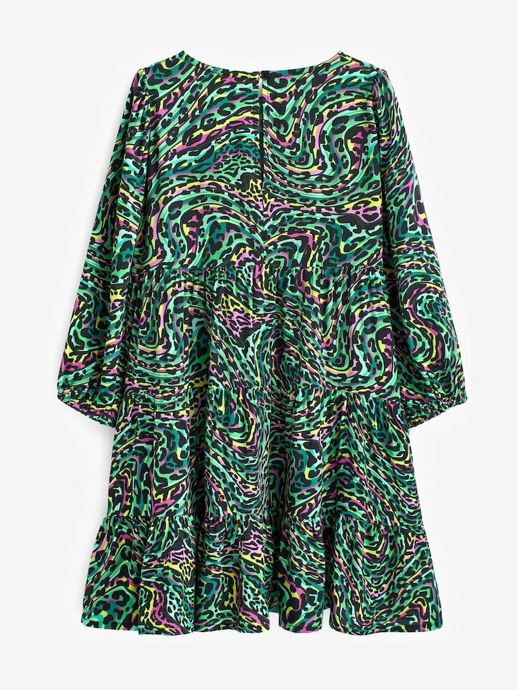 Green Printed Long Sleeves Dress (3-16yrs) - Image 6 of 6