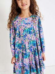 Blue Printed Long Sleeves Dress (3-16yrs) - Image 1 of 6
