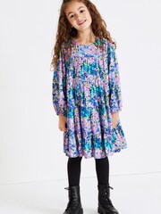 Blue Printed Long Sleeves Dress (3-16yrs) - Image 2 of 6