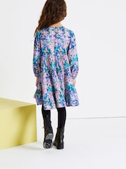 Blue Printed Long Sleeves Dress (3-16yrs) - Image 3 of 6