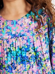Blue Printed Long Sleeves Dress (3-16yrs) - Image 4 of 6