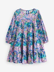 Blue Printed Long Sleeves Dress (3-16yrs) - Image 5 of 6