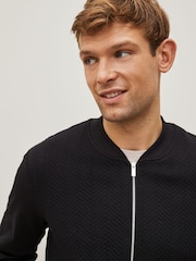 Black Texture Bomber Jacket - Image 4 of 8