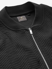 Black Texture Bomber Jacket - Image 7 of 8