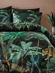 Riva Paoletti Green Siona Tropical Reversible 100% Cotton Duvet Cover and Pillowcase Set - Image 2 of 6