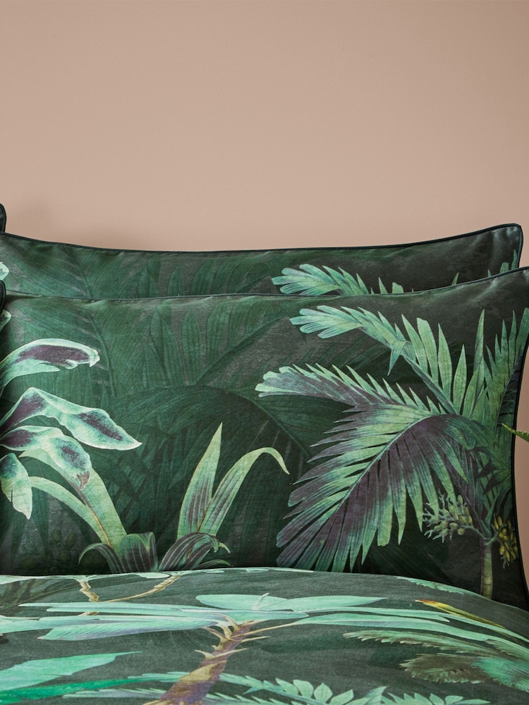 Riva Paoletti Green Siona Tropical Reversible 100% Cotton Duvet Cover and Pillowcase Set - Image 6 of 6