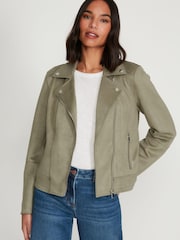 M&Co Green Suedette Biker Jacket - Image 1 of 6