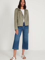 M&Co Green Suedette Biker Jacket - Image 3 of 6