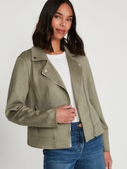 M&Co Green Suedette Biker Jacket - Image 4 of 6
