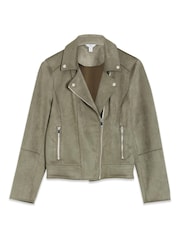 M&Co Green Suedette Biker Jacket - Image 6 of 6