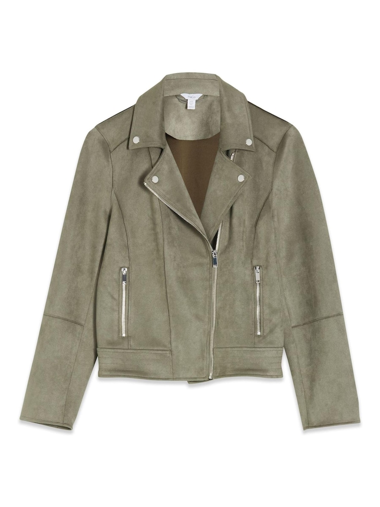 M&Co Green Suedette Biker Jacket - Image 6 of 6