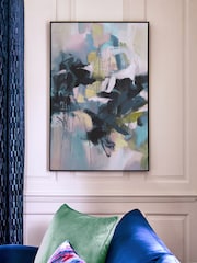 Teal Green Extra Large Abstract Framed Canvas Wall Art - Image 1 of 6