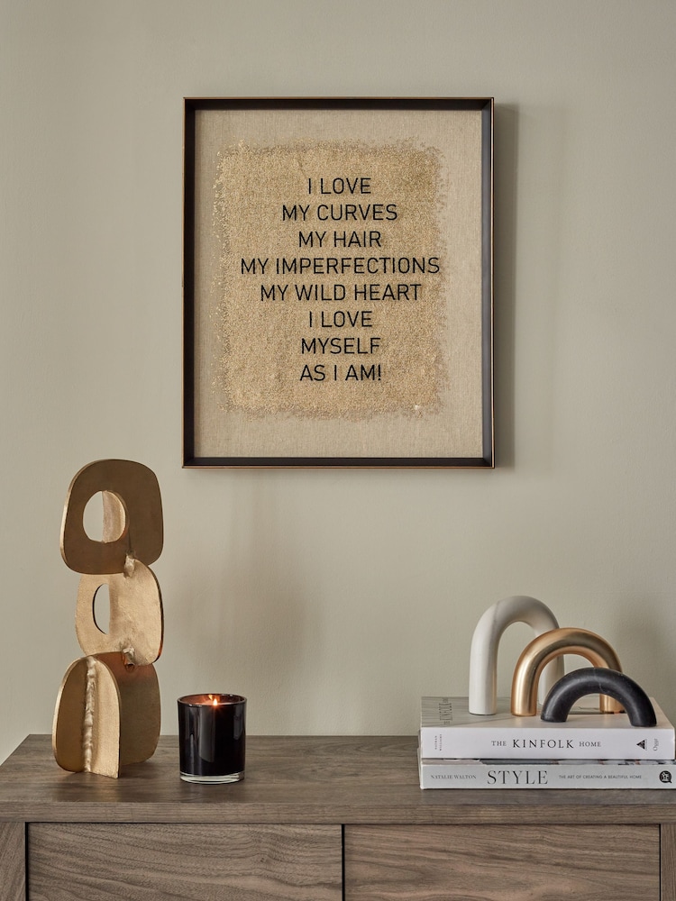 Gold Love Me As I Am Slogan Framed Wall Art - Image 1 of 6