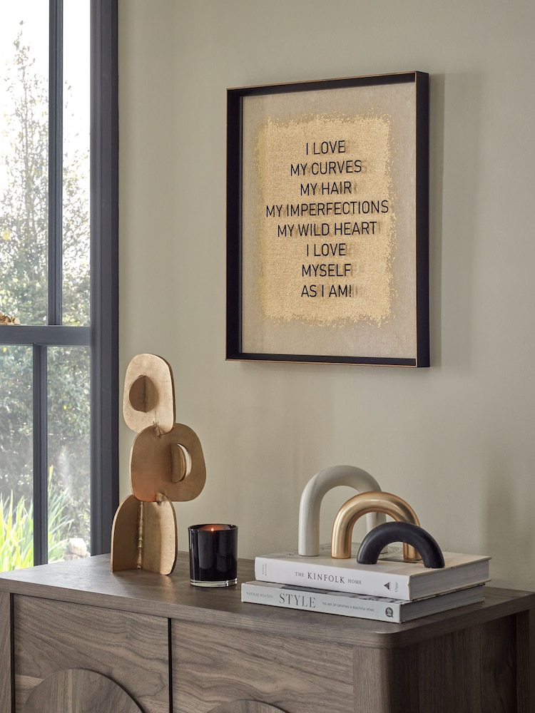 Gold Love Me As I Am Slogan Framed Wall Art - Image 2 of 6