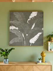 Green/Silver Palm Tree Framed Canvas Wall Art - Image 1 of 6