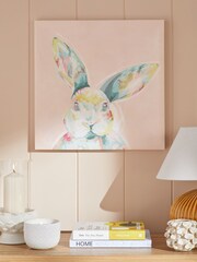 Pink Rabbit Canvas Wall Art - Image 1 of 6