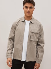 Grey Zip Through Shacket - Image 1 of 11