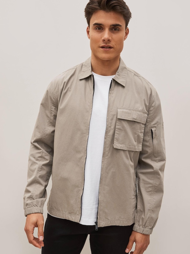 Grey Zip Through Shacket - Image 1 of 11