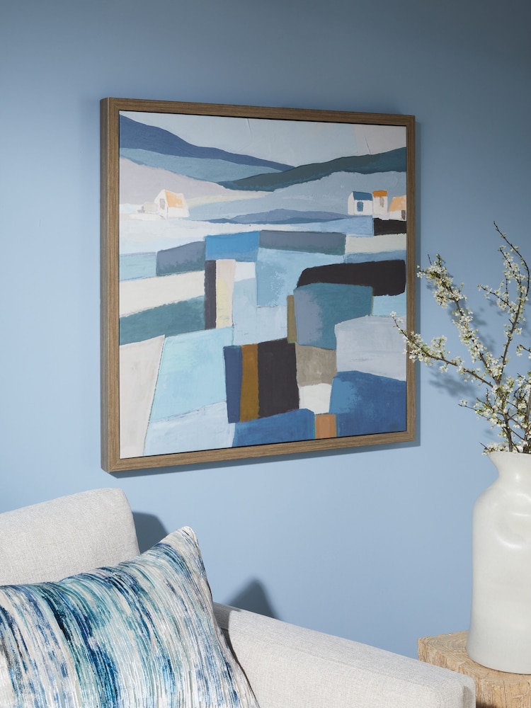 Blue Abstract Landscape Framed Canvas Wall Art - Image 2 of 10