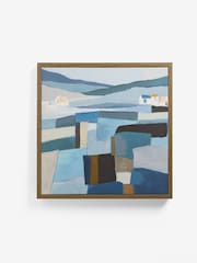 Blue Abstract Landscape Framed Canvas Wall Art - Image 3 of 10