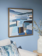 Blue Abstract Landscape Framed Canvas Wall Art - Image 6 of 10