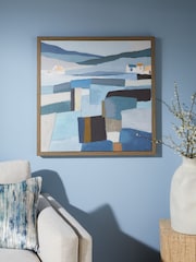 Blue Abstract Landscape Framed Canvas Wall Art - Image 7 of 10