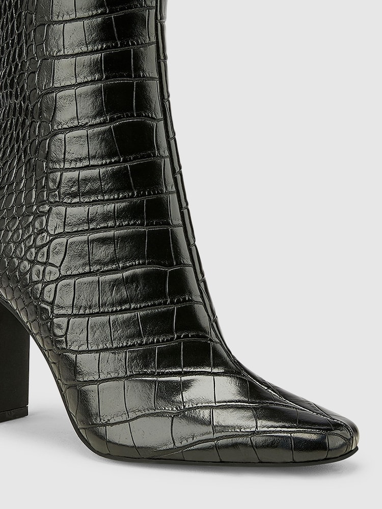 Novo Black Kochi Slim Block Heel Square Toe Ankle Boots - Image 4 of 4