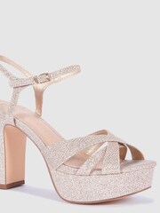 Novo Gold Luella Block Heel Platform Ankle Strap Sandal Heels - Image 3 of 4