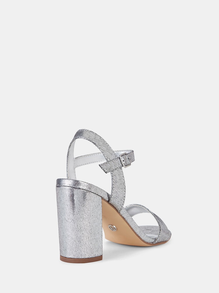 Novo Silver Regular Fit Mills Block Heel Two Part Sandals - Image 4 of 4 Novo Silver Regular Fit Mills Block Heel Two Part Sandals - Image 4 of 4
