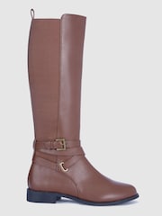 Novo Jadine širok kroj Knee High Buckle Detail Riding gležnjarji - Slika 2 iz 4
