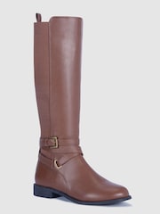 Novo Jadine širok kroj Knee High Buckle Detail Riding gležnjarji - Slika 3 iz 4