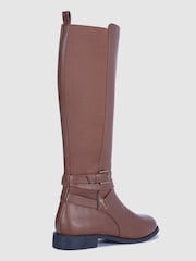 Novo Jadine širok kroj Knee High Buckle Detail Riding gležnjarji - Slika 4 iz 4