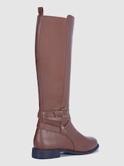 Novo Brown Knee High Buckle Detail Jadine Riding Boots - Image 4 of 4