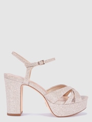 Novo Rose Gold Luella Block Heel Platform Ankle Strap Sandal Heels - Image 2 of 4
