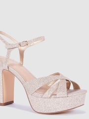 Novo Rose Gold Luella Block Heel Platform Ankle Strap Sandal Heels - Image 3 of 4
